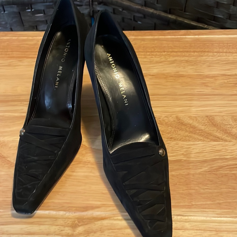 Antonio Melani Size 10M Suede “Square” Pointed Pumps 3 1/2” heel